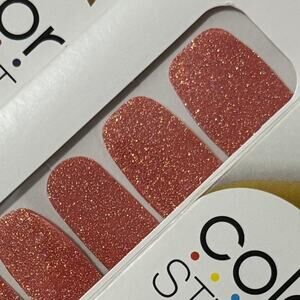 New Color Street “Cape Coral” Peachy Holographic Glitter Nail Strips